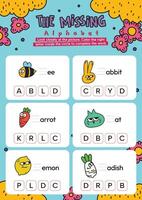 plano Projeto vetor completo a sentença abc alfabeto imprimível planilha para crianças Aprendendo atividade