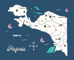 plano Projeto vetor fofa Diversão colorida papua Indonésia fofa crianças colorida mapa