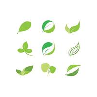 logotipos do ícone de vetor de elemento de natureza de ecologia de folha verde