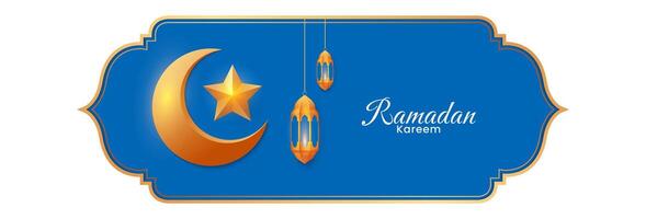 islâmico Ramadã kareem fundo Projeto com dourado lua e lanterna ornamento. vetor ilustração