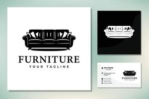 móveis, sofá, interior, ilustração plana de design de logotipo vetor