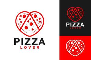pizza amor fatia restaurante logotipo Projeto vetor