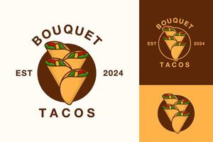 delicioso mexicano taco ramalhete logotipo Projeto vetor