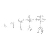 1 linha desenhando plantar crescimento em processamento esboço vetor ilustração