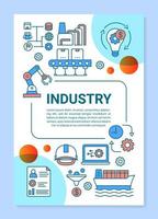 layout de modelo de folheto da indústria. empresa produtiva. folheto, livreto, design de impressão de folheto com ilustrações lineares. layouts de página de vetor para revistas, relatórios anuais, pôsteres de publicidade