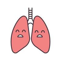 ícone de cor de pulmão humano triste. doenças respiratórias, problemas. sistema pulmonar insalubre. ilustração vetorial isolada vetor