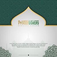 islâmico cumprimento cartão Ramadã kareem luxo fundo com enfeite para islâmico festa vetor