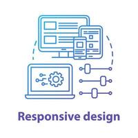 ícone do conceito de design responsivo. ilustração de linha fina de ideia de desenvolvimento de interface de software móvel. gráficos de aplicativos criativos para uma melhor experiência do usuário. desenho de contorno isolado de vetor