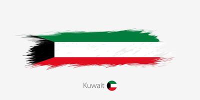 bandeira do Kuwait, grunge abstrato escova acidente vascular encefálico em cinzento fundo. vetor