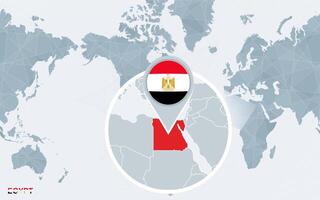 mundo mapa centrado em América com ampliado Egito. vetor