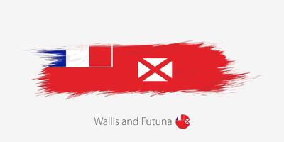 bandeira do Wallis e futuna, grunge abstrato escova acidente vascular encefálico em cinzento fundo. vetor