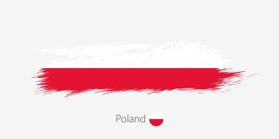 bandeira do Polônia, grunge abstrato escova acidente vascular encefálico em cinzento fundo. vetor