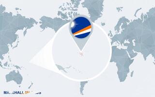 mundo mapa centrado em América com ampliado marechal ilhas. vetor