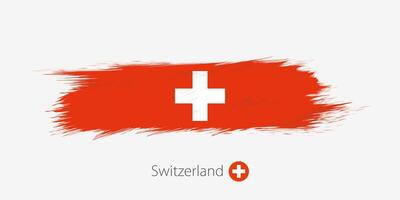 bandeira do Suíça, grunge abstrato escova acidente vascular encefálico em cinzento fundo. vetor