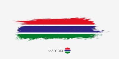 bandeira do Gâmbia, grunge abstrato escova acidente vascular encefálico em cinzento fundo. vetor
