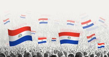abstrato multidão com bandeira do Paraguai. povos protesto, revolução, greve e demonstração com bandeira do Paraguai. vetor