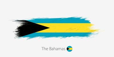 bandeira do a Bahamas, grunge abstrato escova acidente vascular encefálico em cinzento fundo. vetor