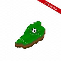 isométrico mapa do dominica com futebol campo. futebol bola dentro Centro do futebol tom. vetor