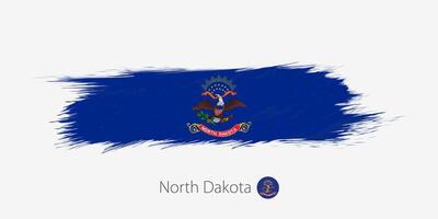 bandeira do norte Dakota nos estado, grunge abstrato escova acidente vascular encefálico em cinzento fundo. vetor