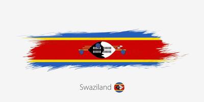 bandeira do suazilândia, grunge abstrato escova acidente vascular encefálico em cinzento fundo. vetor