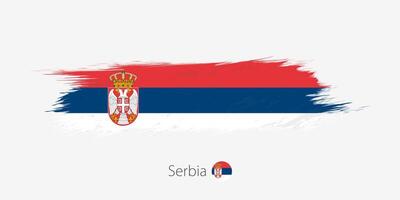 bandeira do Sérvia, grunge abstrato escova acidente vascular encefálico em cinzento fundo. vetor