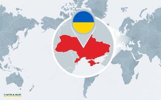 mundo mapa centrado em América com ampliado Ucrânia. vetor