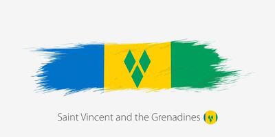 bandeira do santo Vincent e a granadinas, grunge abstrato escova acidente vascular encefálico em cinzento fundo. vetor