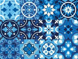azulejos vintage azuis vetor