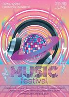 design de cartaz de festival de música para festa noturna vetor