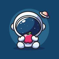 fofa vetor Projeto ilustração do a astronauta comendo a maçã