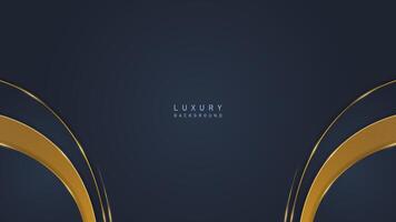 luxo moderno Sombrio azul fundo com curva dourado ornamento. luxo Prêmio vetor Projeto