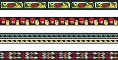 vetor conjunto do desatado colori fronteira enfeites. nativo americano tribal estrutura.