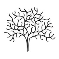 mão desenhado árvore contorno, árvore linha arte Preto e branco esboço desenhando vetor