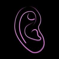 ilustração do uma humano orelha com uma néon efeito. vetor