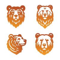 conjunto do gradiente Urso cabeça logotipo desenhos para vetor ilustração.