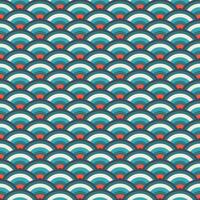 japonês onda geométrico desatado padrão, círculo peixe escala vetor
