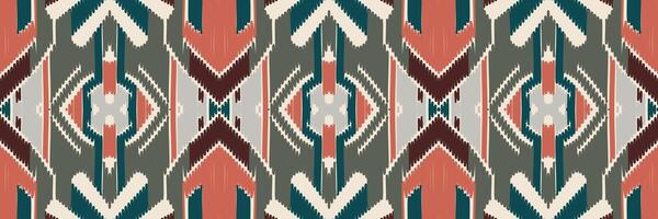 padrão sem emenda de ikat étnico em tribal. design para plano de fundo, papel de parede, ilustração vetorial, tecido, vestuário, tapete, têxtil, batik, bordado. vetor