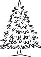 vetor monocromático Natal árvore desenhado com golpes. Preto silhueta do uma abeto. conífero plantar.