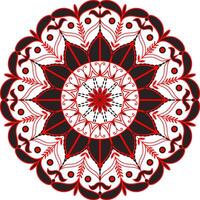 uma vermelho e Preto circular mandala Projeto com uma flor vetor