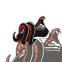 serpente e motocicleta tanque logotipo vetor personalizadas garagem