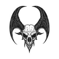 a símbolo do a bode crânio. bode crânio com bastão asas. com tema de halloween desenhos adequado para Camisetas e moletons vetor