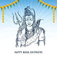 indiano Deus do hindu para maha Shivratri festival esboço cartão fundo vetor