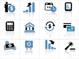 coleção do contabilidade e financeiro ícones. contém financeiro relatório, contador, financeiro auditoria, fatura, imposto calculadora, o negócio companhia e Saldo Folha ícones. sólido ícone coleção. vetor