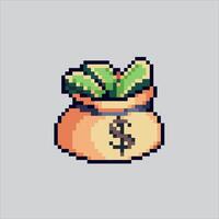 pixel arte ilustração saco dinheiro. pixelizada saco dinheiro. saco do dinheiro banco. pixelizada para a pixel arte jogos e ícone para local na rede Internet e vídeo jogo. velho escola retrô. vetor