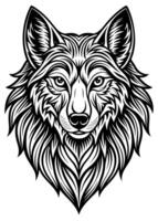 uma Lobo logotipo dentro Preto e branco vetor