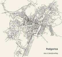 cidade estrada mapa do podgorica, Montenegro vetor