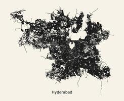 cidade estrada mapa do hyderabad, telangana, Índia vetor