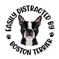 facilmente distraído de boston terrier cachorro tipografia camiseta Projeto pró vetor