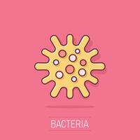 ícone de bactérias da doença em estilo cômico. ilustração em vetor alergia dos desenhos animados no fundo branco isolado. conceito de negócio de efeito de respingo de vírus micróbio.