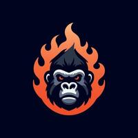 gorila fogo cabeça logotipo vetor modelo